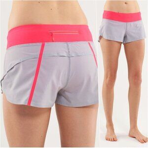 Lululemon Run Low-Rise Lined Shorts Pink Grey 6 NWOT